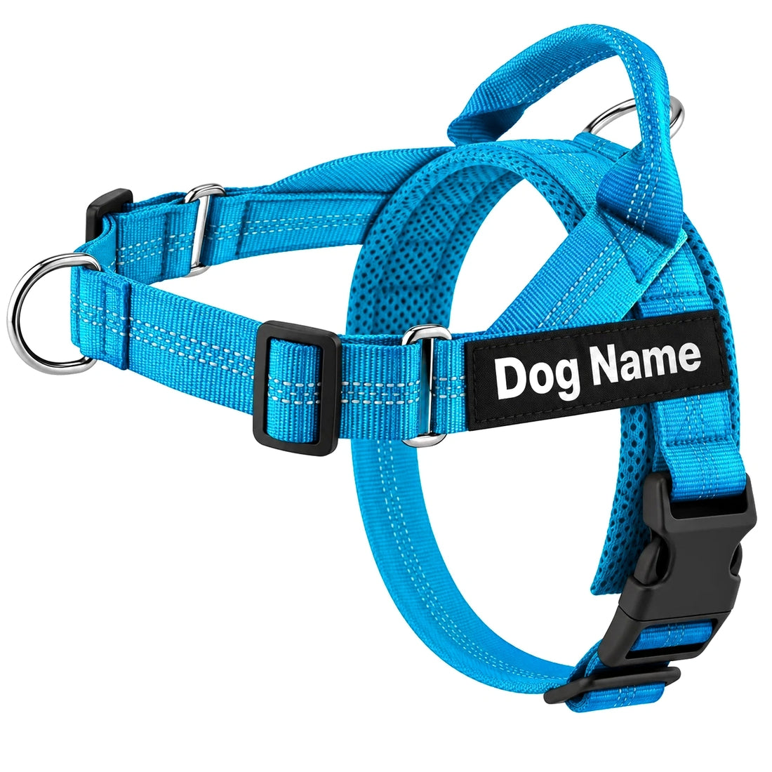 Personalised Lightweight Dog Harness with Name Patch — XS / Blue